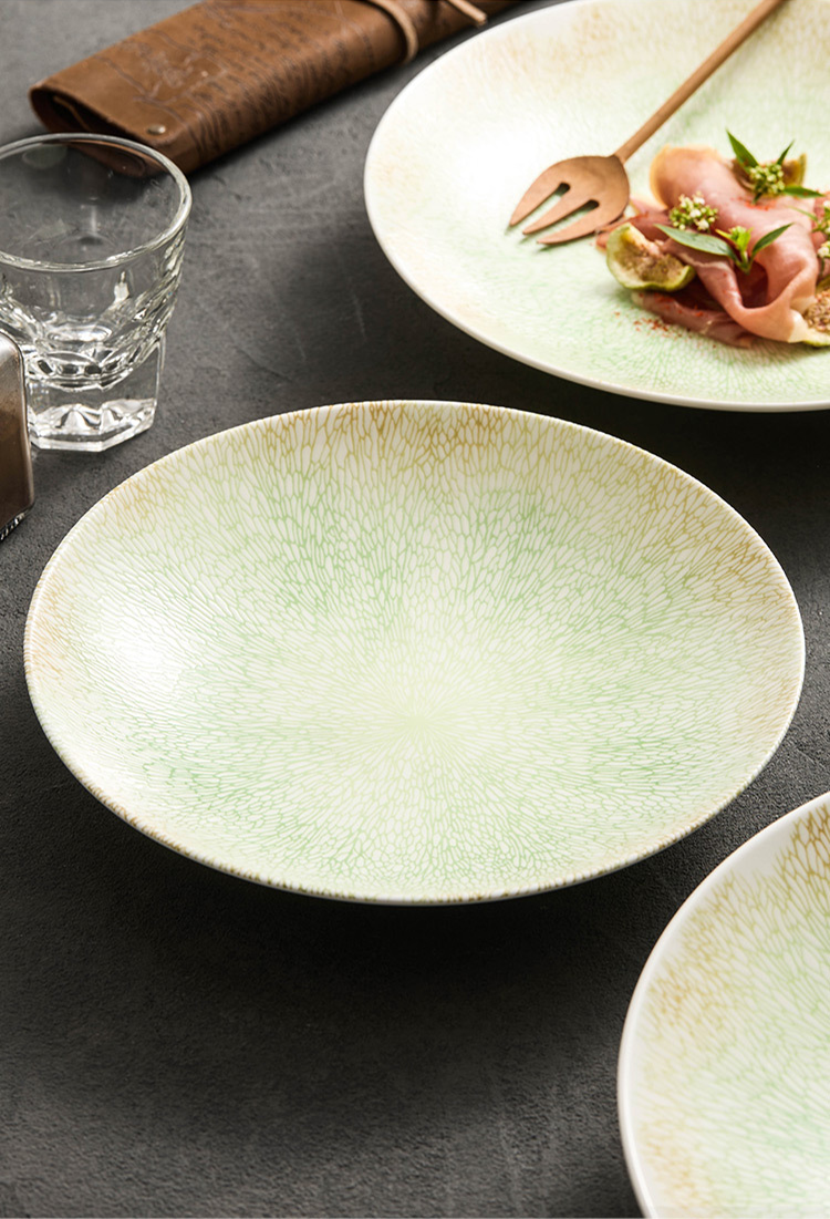 Ripple-Texture Wide-Rim Shallow Ceramic Bowl β Fine Dining Style