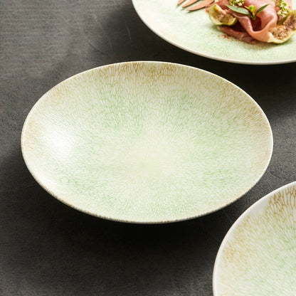 Ripple-Texture Wide-Rim Shallow Ceramic Bowl — Fine Dining Style
