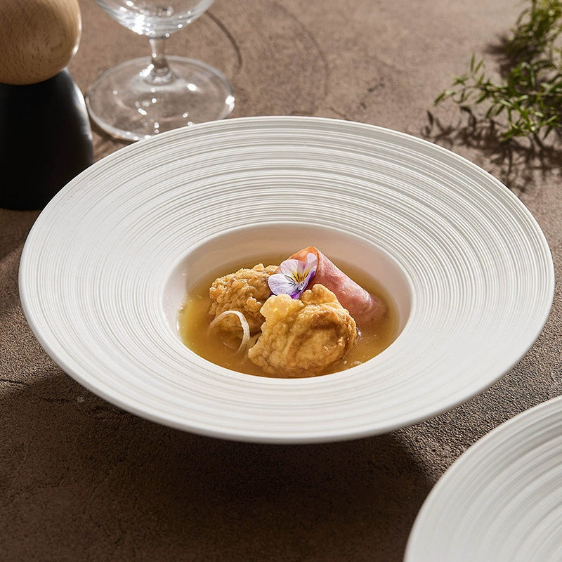 Handcrafted Ripple-Texture Wide-Rim Plate – 7.5" / 9" / 10" Fine